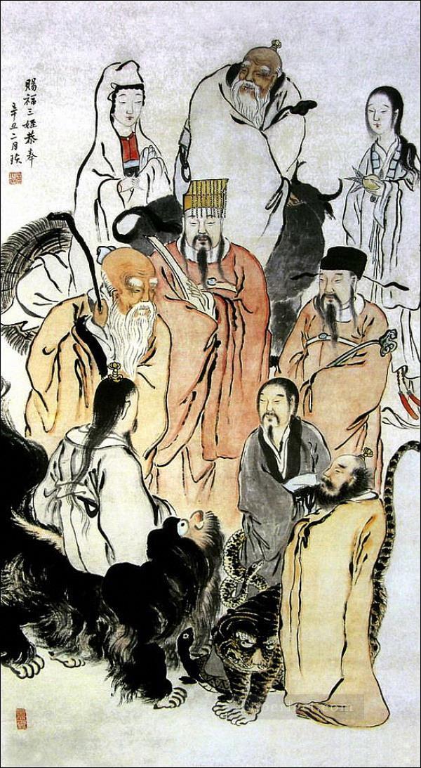 Qi Baishi figures old China ink Oil Paintings